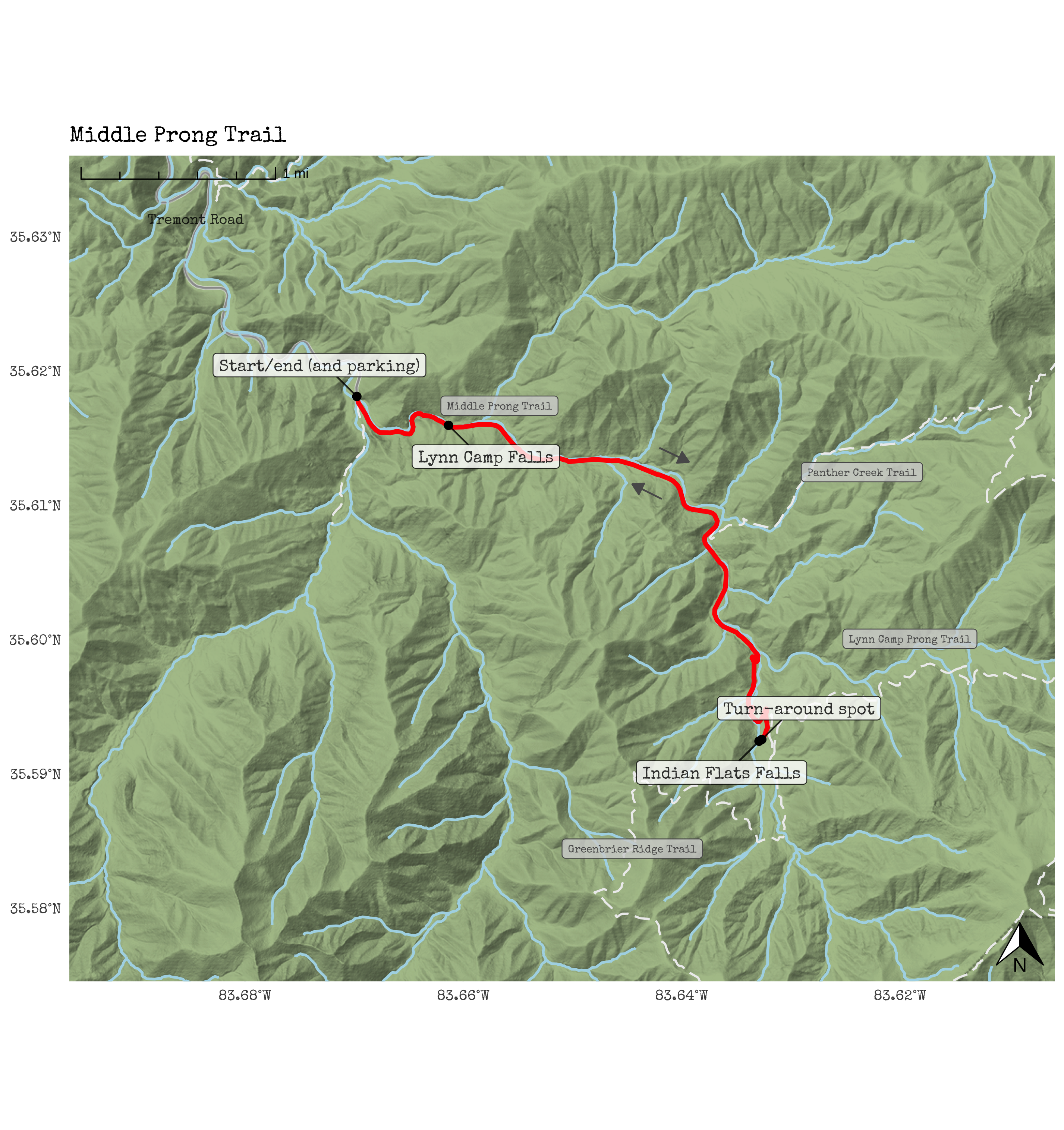 Middle Prong Trail Map